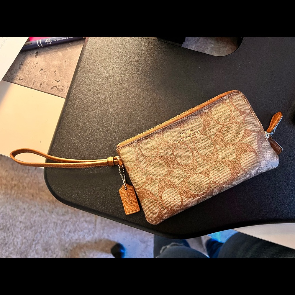 Coach brown wristlet